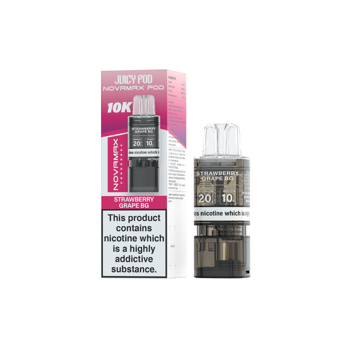 Buy Juicy Pod Novamax 10k Replacement Pods Pack of 5 - Strawberry Grape BG