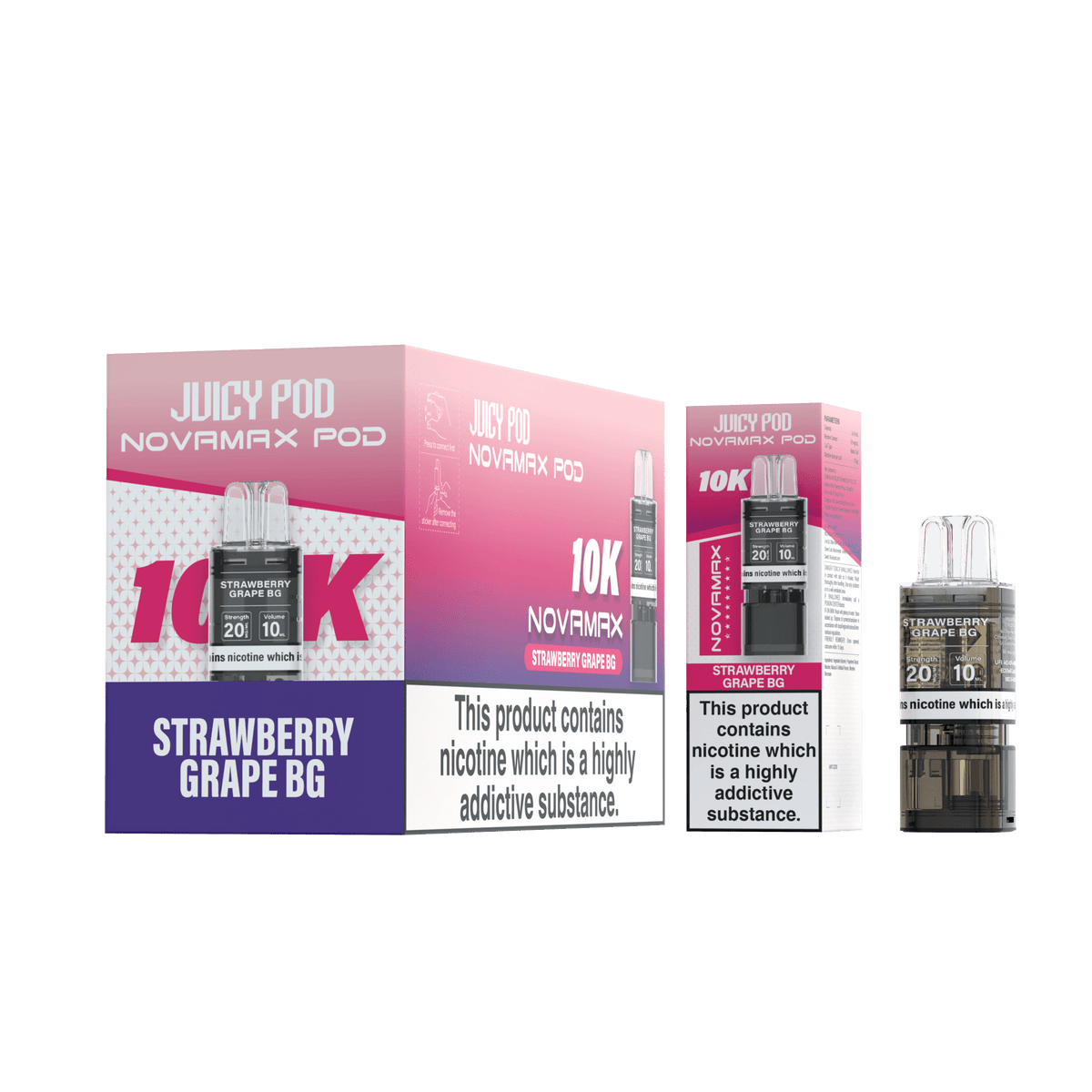 Buy Juicy Pod Novamax 10k Replacement Pods Pack of 5 - Strawberry Grape BG