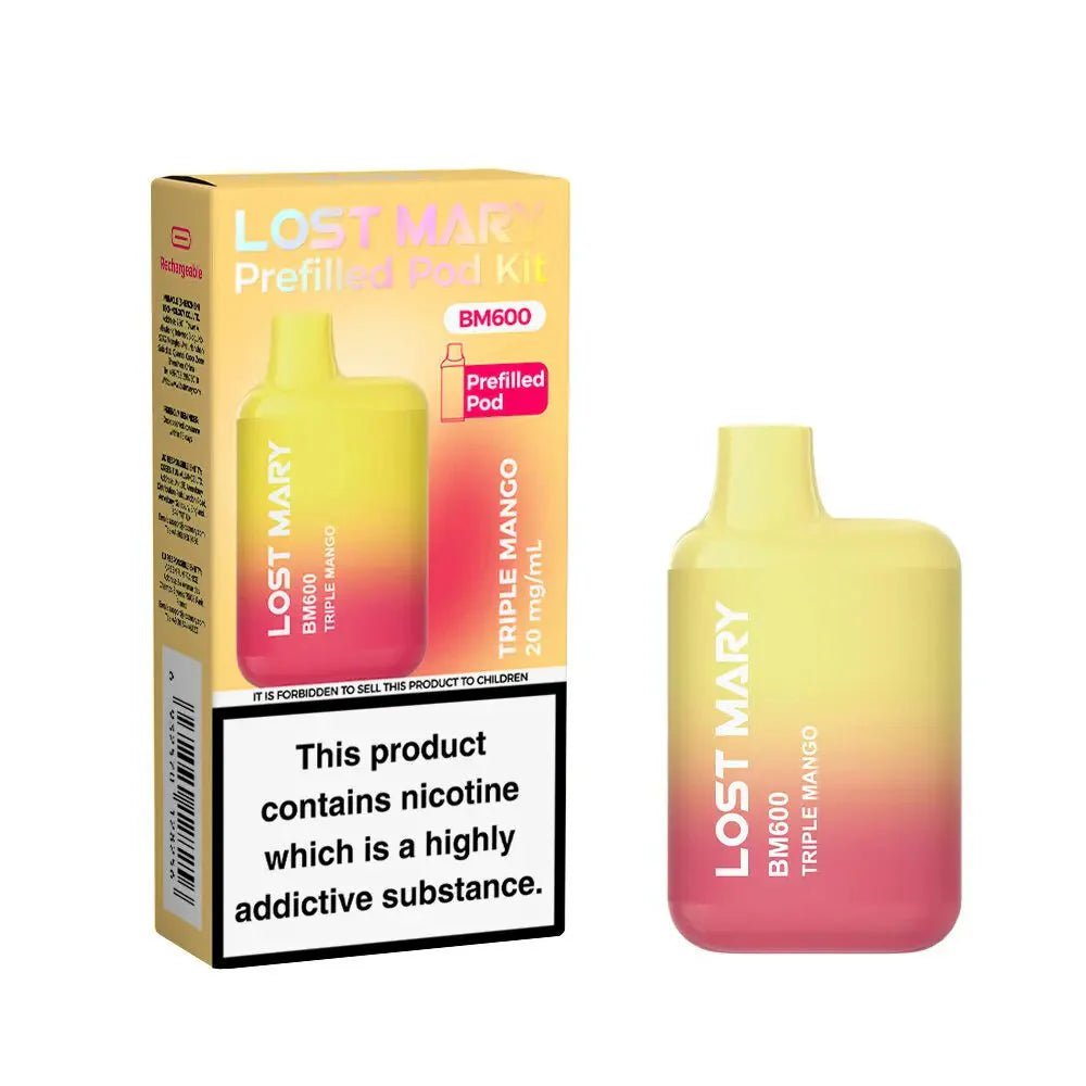 Buy Lost Mary BM600 Prefilled Pod Vape Kit Box of 10 - Triple Mango