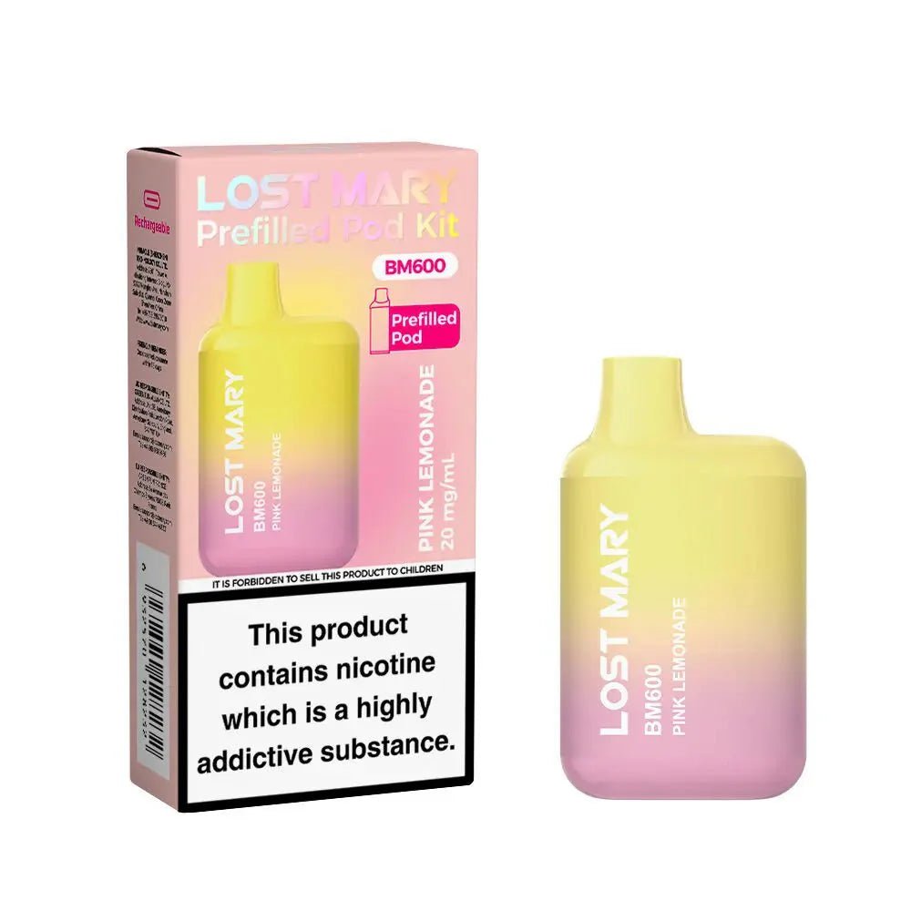 Buy Lost Mary BM600 Prefilled Pod Vape Kit Box of 10 - Pink Lemonade