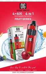 OG Original Gangster 2400 4 in 1 Vape Device Pack of 5 - Fruit Series