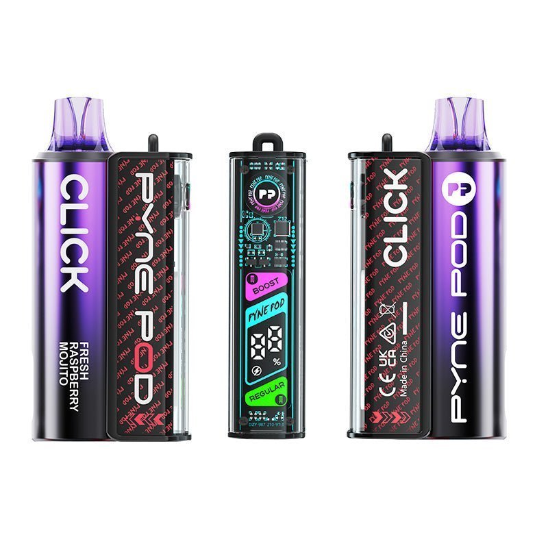 Buy Pyne Pod Click 10K Prefilled Pod Vape Kit - Box of 5 - Fresh Raspberry Mojito