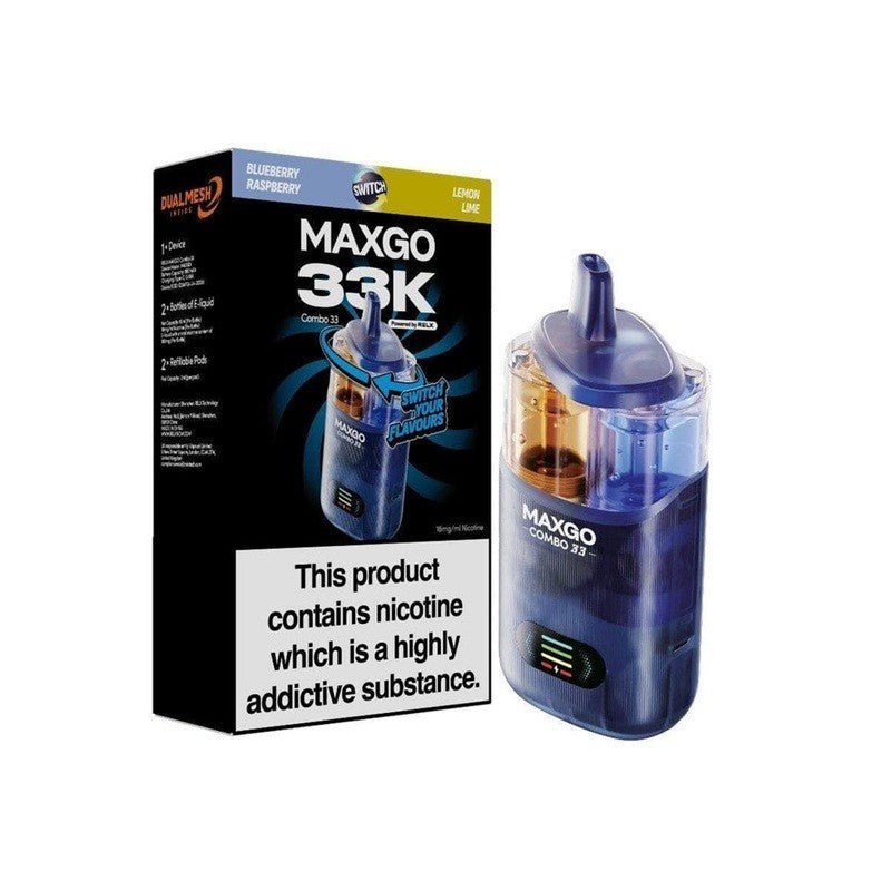 Buy Relx Maxgo 33k Prefilled Pod Vape Kit Pack of 3 - Blueberry Raspberry + Lemon Lime
