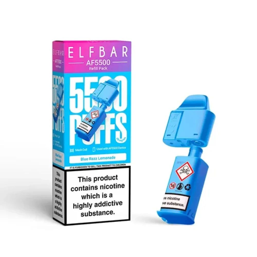 Buy Elf Bar AF5500 Refill Pods Box of 5 Blue Razz Lemonade