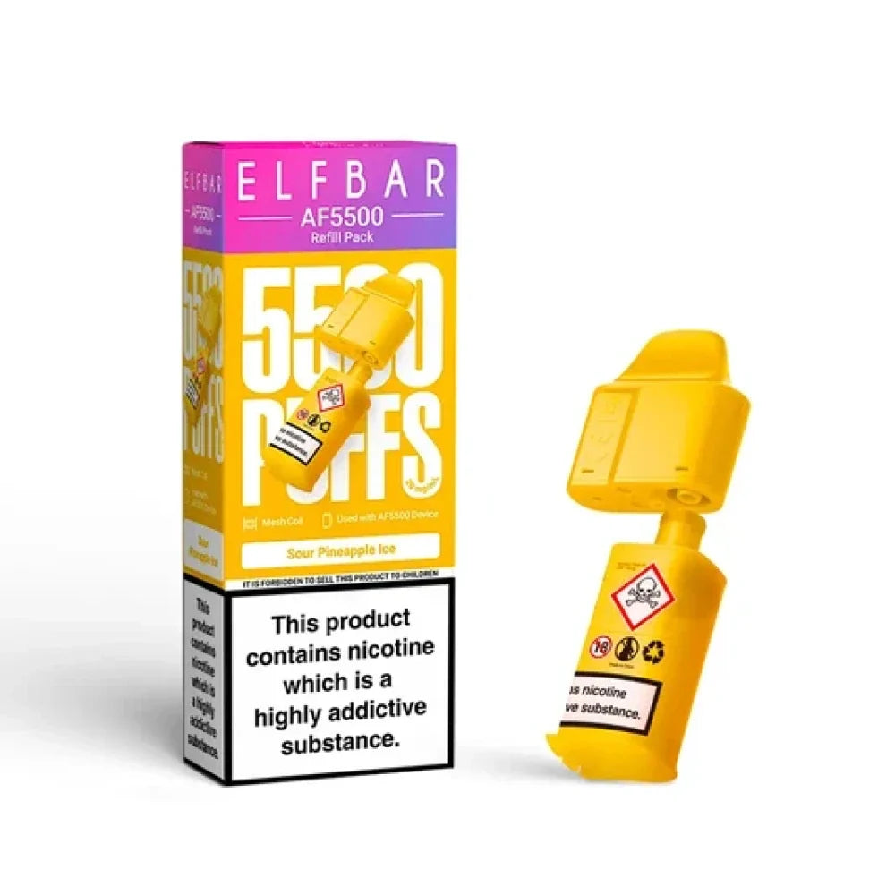Buy Elf Bar AF5500 Refill Pods Box of 5 Sour Pineapple Ice